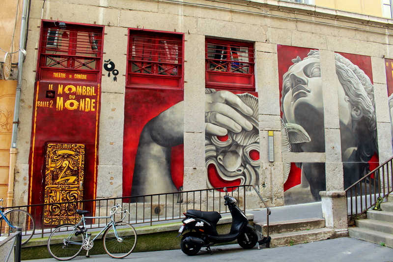 architecture, no people, building exterior, sculpture, transportation, mural, figure, street, representation, Old Town, human representation, red, mode of transportation