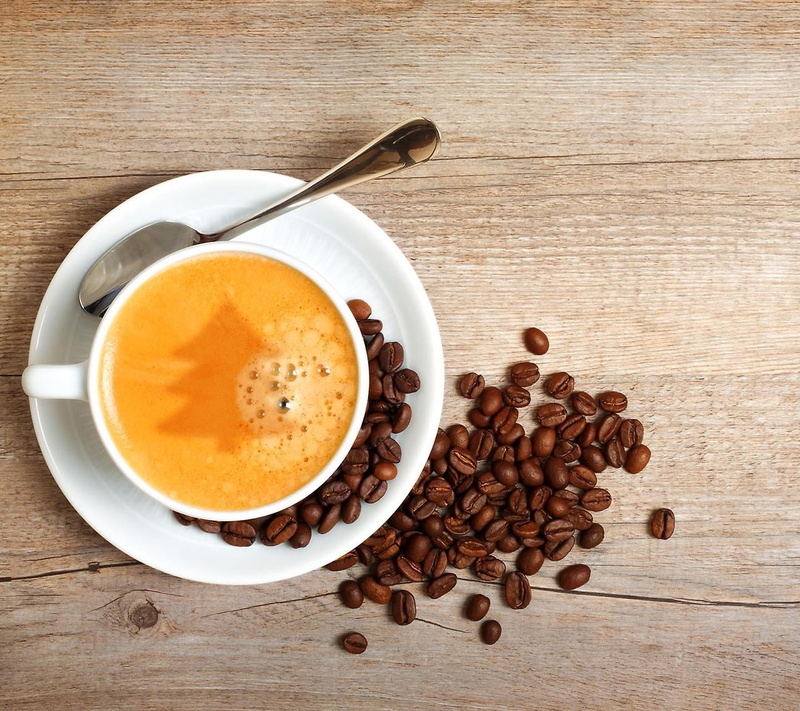 no people, directly above, eating utensil, coffee, bowl, ceramic, roasted coffee bean, drink, crockery, 720P, coffee cup, frothy drink, love, coffee - drink