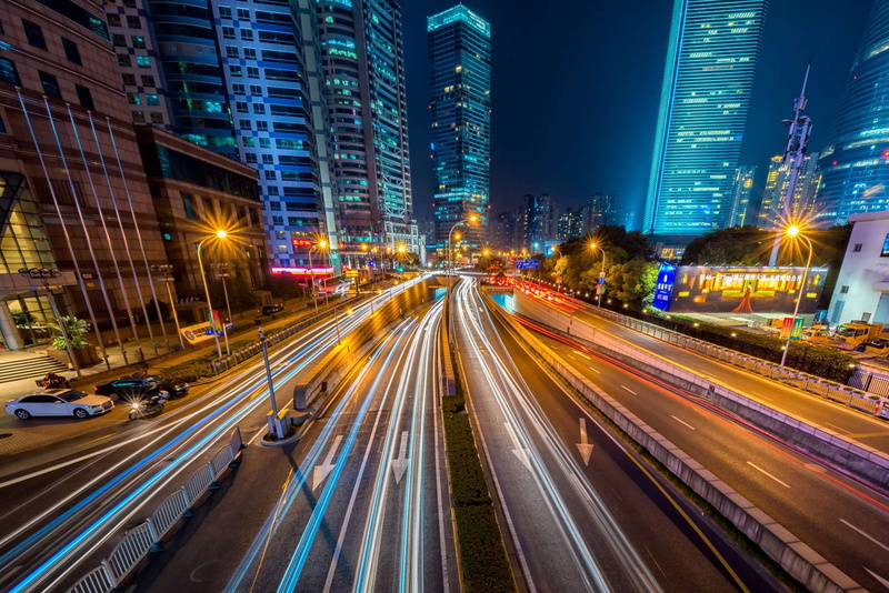 light trail, roads, city street, built structure, 720P, skyscraper, light, light streaks, street, lights, traffic, cityscape, modern, outdoors, street light