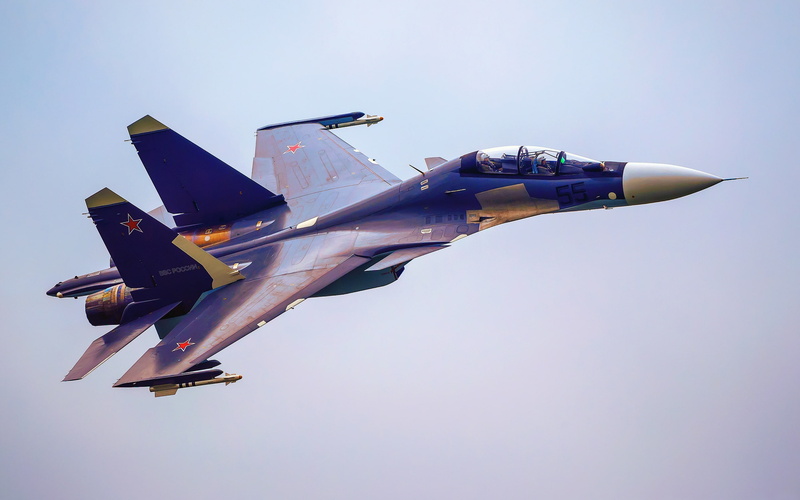 Fighter, jetplane, 2K, Su, 2013, gray, blue