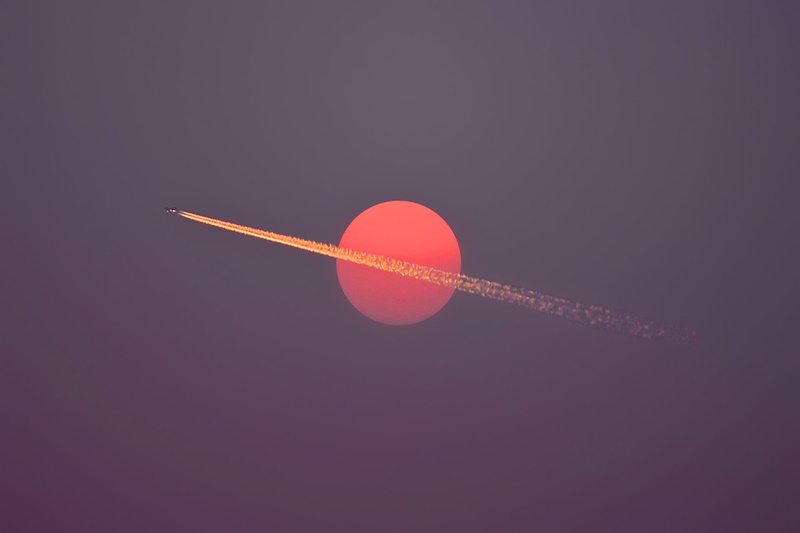 outdoors, studio shot, low angle view, red, single object, sun, nature, lighting equipment, dusk, 1080P, night, copy space, beauty in nature, jetplane