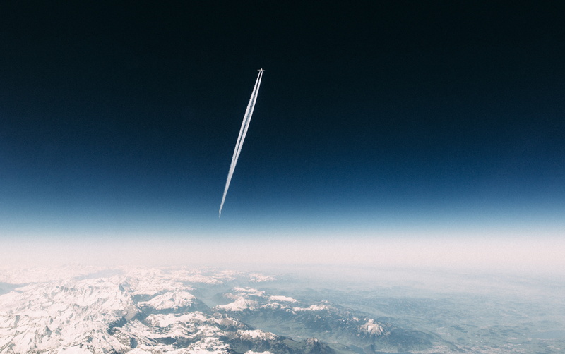 photo, landscape, earth, view, airplane, winter, motion, blue, air vehicle, mountain, mode of transportation, flight, cold temperature, day, environment
