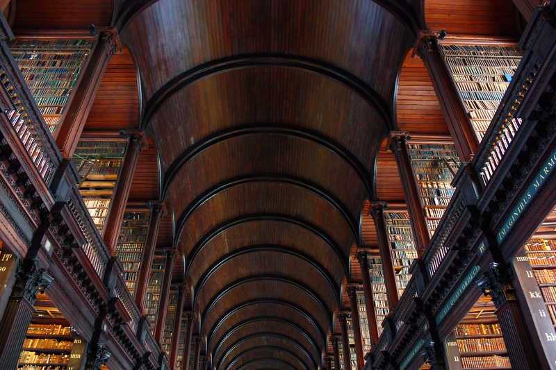 trinity college, library, built structure, arches, strips, travel destinations, read, arch, ceiling, reading, the past, building, culture, history, indoors