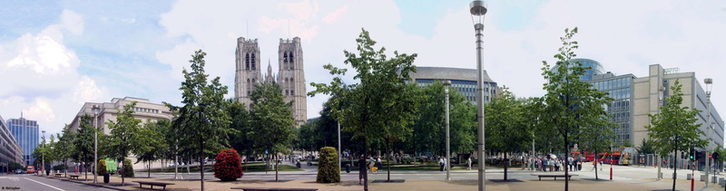 belgium, people, tree, street, city life, skyscraper, bruxelles, day, group of people, building, plant, city, cloud - sky, financial district, cityscape