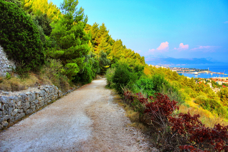 nature, country, road, tranquility, plant, sea, no people, outdoors, sun, dirt, horizon, direction, gravel, mountain, rural, scenics - nature, water, day