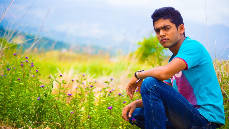 meadow, young men, landscape, teen, leisure activity, leafed, boy, land, serious, sitting, men, lifestyles, young adult, model, summer, male, outdoors