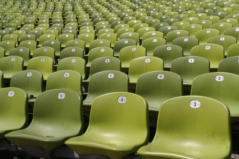 2K, side by side, order, indoors, green, no people, abundance, stadium, seat, munich, number, colorful, in a row, empty, sit, backgrounds, large group of objects