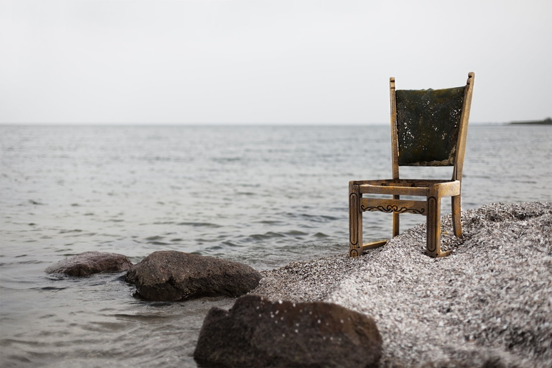 shore, horizon, tranquil, tranquil scene, wooden, rest, sand, sky, coastline, ocean, armless, pebbles, scenics - nature, beach chair, rock, sea, outdoors