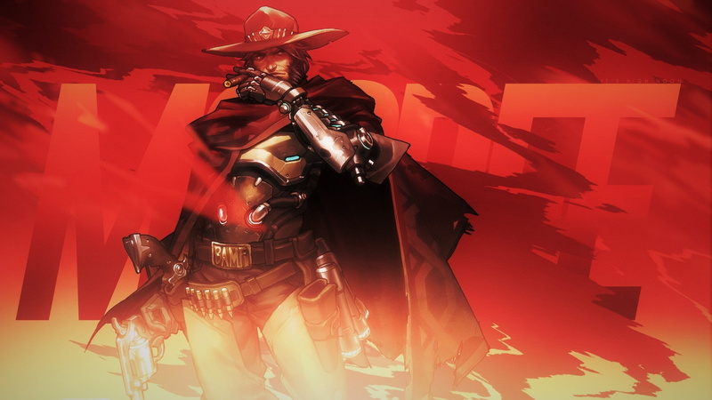 Blizzard Entertainment, pistol, Cowboy Hats, red, McCree (Overwatch), computer, PC Gaming, Overwatch, 1080P, Cowboy Boots, hat, Dark, Cape