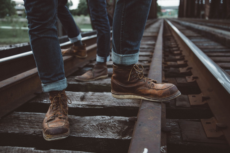 railway, shoe, clothing, 5K, brown, low section, clothe, rail transportation, human foot, real people, outdoors, people, style, limb, rail, standing, railroad