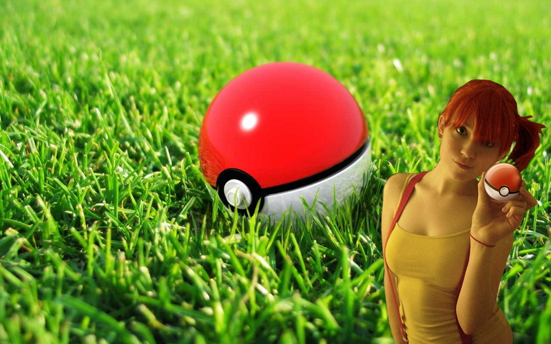 Misty (Pokemon), balls, Poke Balls, art, 720P, anime, hd, pokemon, grass, Cosplay, poke, misty