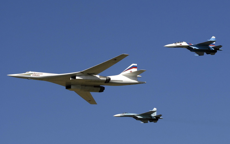 plane, military, motion, mode of transportation, flying, aerospace industry, day, airplane, Tupolev Tu-160, outdoors, blue, military aircraft, on the move