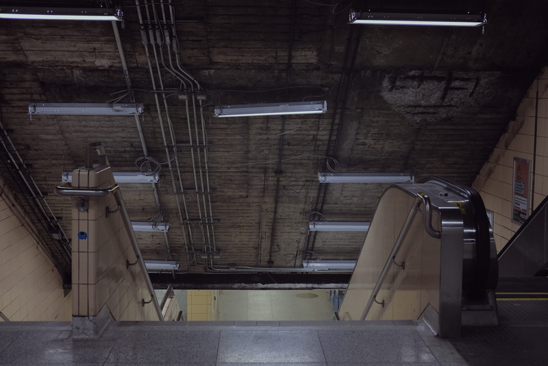 illuminated, metal, abandoned, toronto, public transport, urban, indoors, canada, empty, 4K, railing, day, technology, pipe - tube, absence, no people