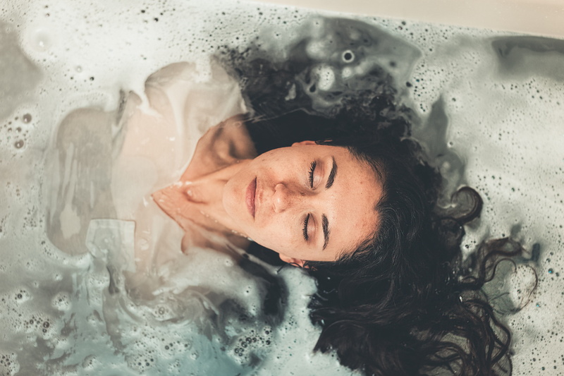 hygiene, beautiful woman, bathroom, relaxing, facial expression, photoshoot, model, meditating, tub, hair, long hair, relaxed, meditation, one person, bathtub
