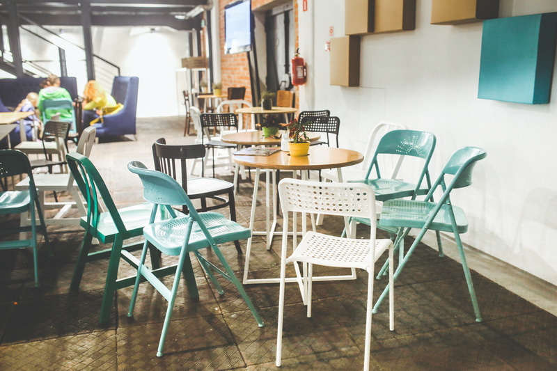 window, cafe, architecture, day, retro, business, table, still life, chairs, restaurant, wood, wood - material, vintage, old, industial, absence, seat