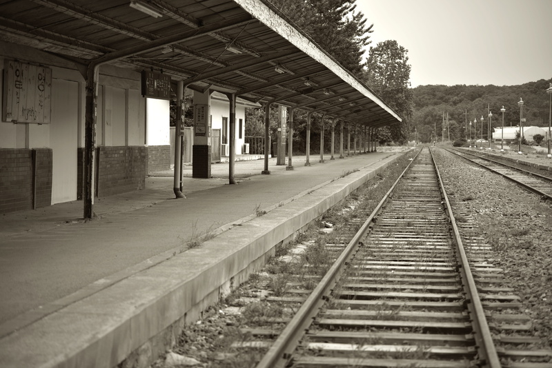 vintage, railroad station platform, nature, architecture, the ticket office, platform, station, old station, built structure, romantic, black and white