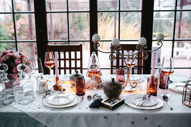indoors, container, glass - Material, holiday, xmas, large group of objects, crockery, drinking Glass, glass, table set, food and drink, decorations, glamour