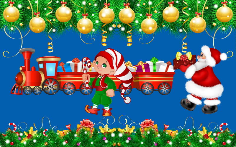 hd, gifts, desktop, claus, decoration, santa, train, 2K, christmas