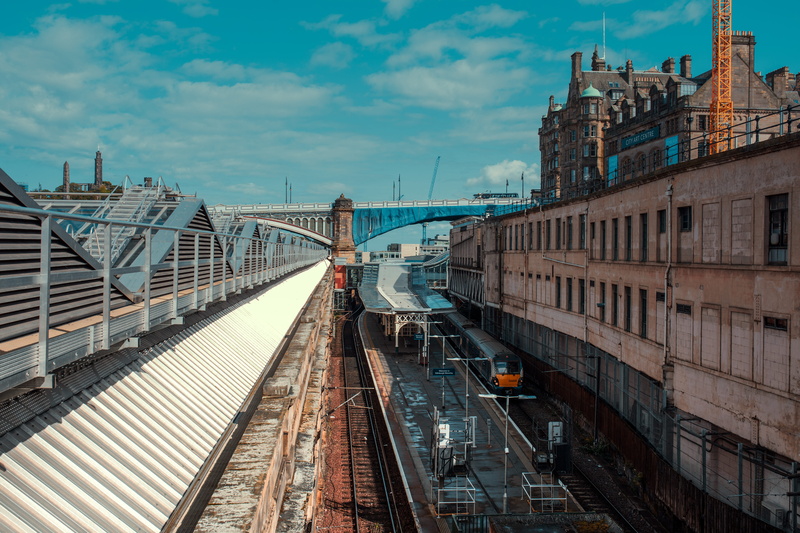 rail transportation, mode of transportation, bridge, connection, sky, track, trainstation, railroad track, built structure, nature, city, united kingdom