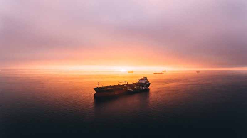 reflection, sea, beauty in nature, shipping, Energy, mode of Transport, nautical Vessel, ship, horizon, Golden, freight Transportation, sky, 4K, orange color