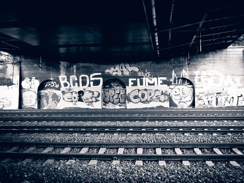 dark, railroad station, no people, transportation, wall - building feature, 2K, communication, seemed, architecture, art and craft, bridge, railroad track