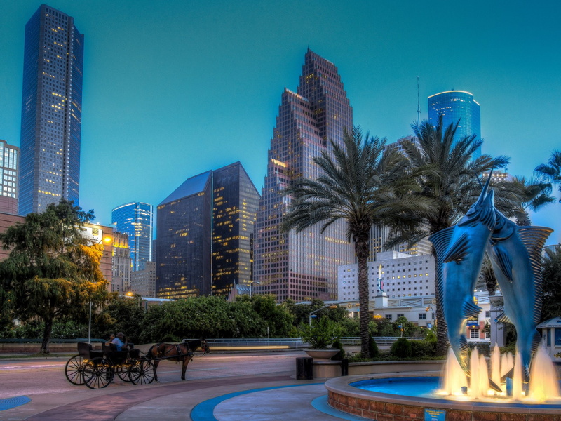 offices, buildings, houston, stores, architecture, downtown, bridges, towers, storehouses, 1080P, usa, cities, night, texas, city