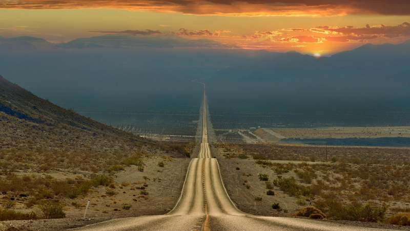 direction, road, outdoors, landscape, clouds, Somewhere, nature, tranquility, the way forward, sunset, Natural Light, no people, long, scenics - nature