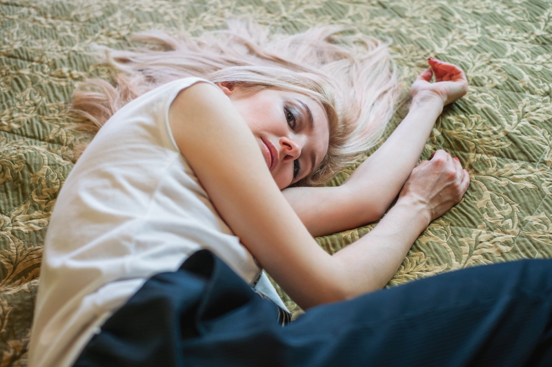 floral, blonde, hairstyle, lying, hair, beauty, one person, haired, photoshoot, brown, high angle view, long hair, 4K, blond hair, sleeping, portrait of a girl