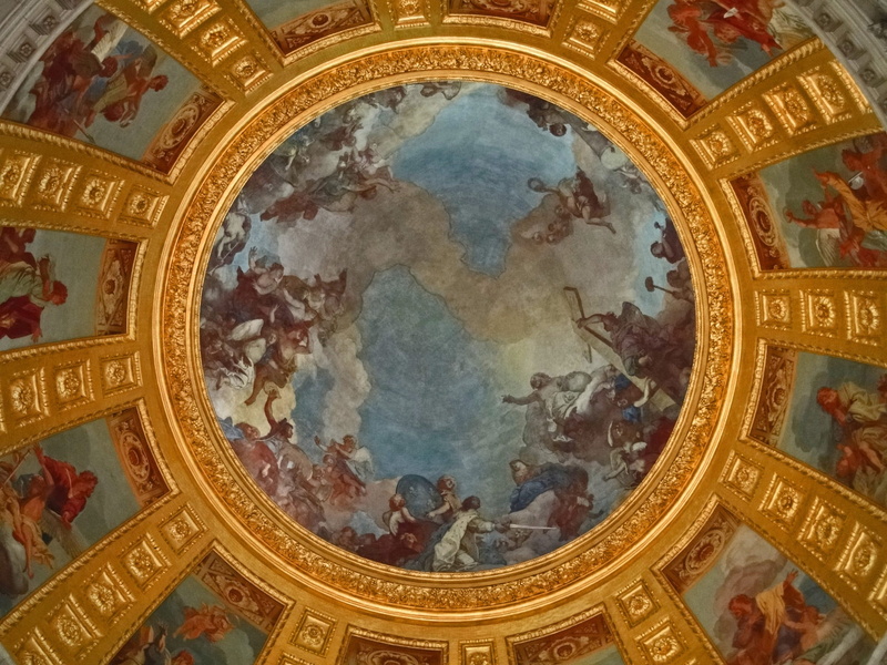 history, dome, painting, heritage, ceiling, low angle view, france, belief, cupola, fresco, place of worship, old building, built structure, royal, pattern