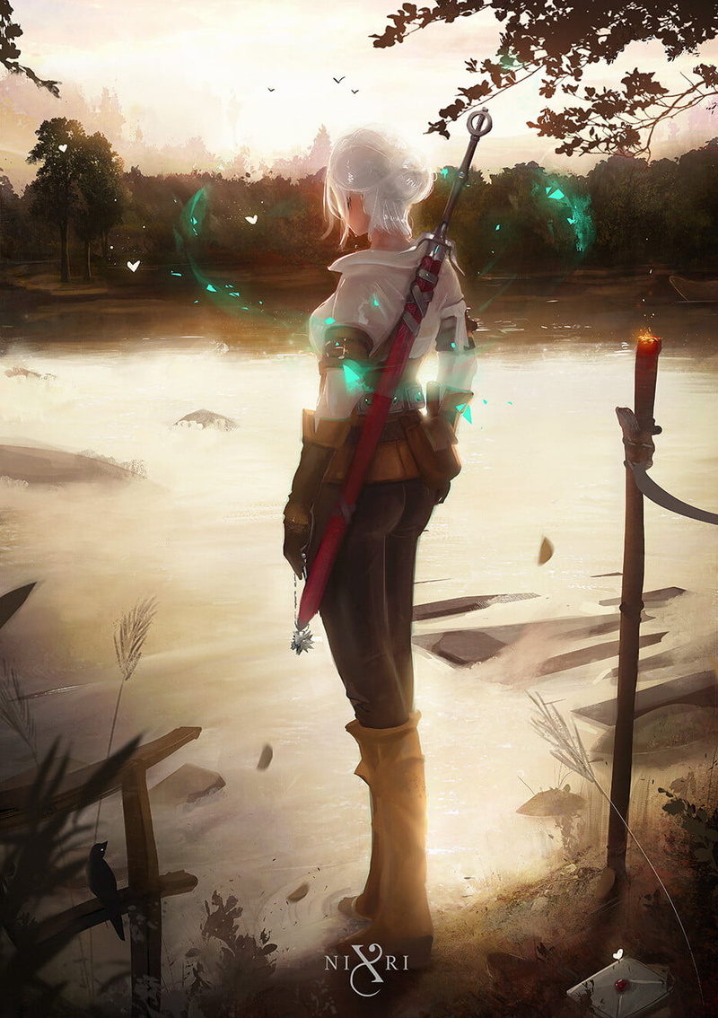 The Witcher 3: Wild Hunt - Blood and Wine, river, white hair, The Witcher, Nixri, fan art, video game characters, The Witcher 3, The Witcher 3: Wild Hunt