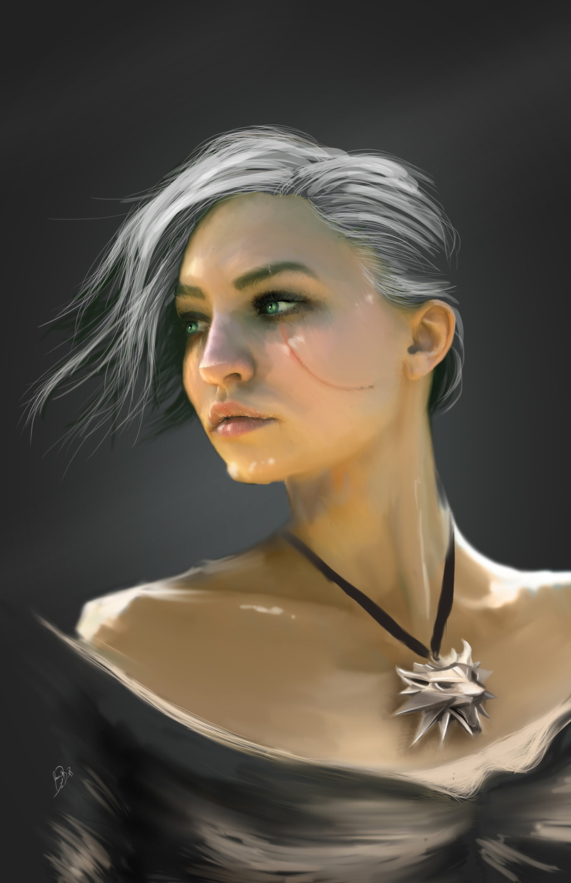 The Witcher 3: Wild Hunt, looking away, Cirilla Fiona Elen Riannon, The Witcher, digital art, Cirilla, 2K, Ciri, video game characters, blond hair, artwork