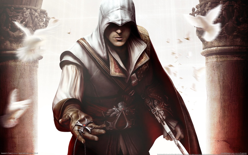 one person, Assassinand#39;s Creed, day, emotion, women, real people, digital, lifestyles, clothing, front view, holding, game, standing, three quarter length