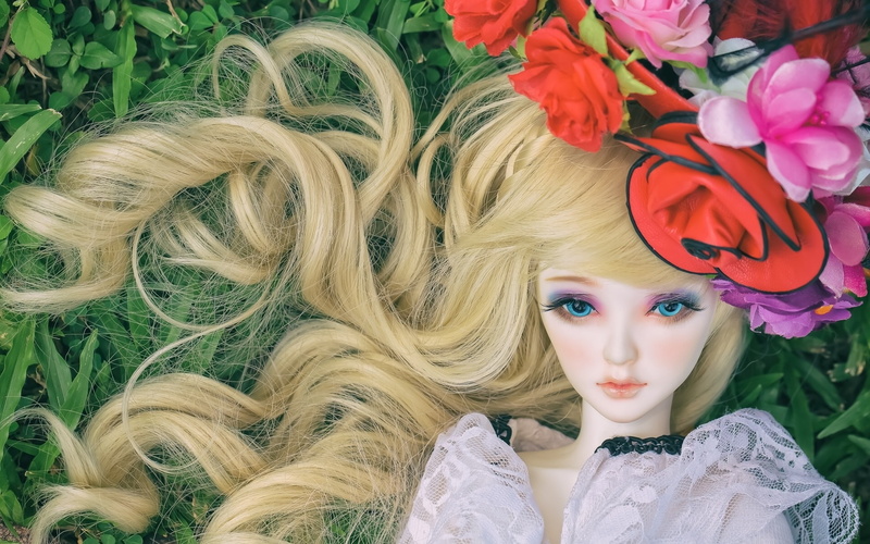 Toy, Hat, Girl, Doll, Flowers, Blonde, 1080P