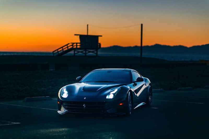 mercedes, architecture, orange color, sky, sedan, mode of transportation, Ferrari, stationary, land vehicle, Ferrari F12berlinetta, car, transportation