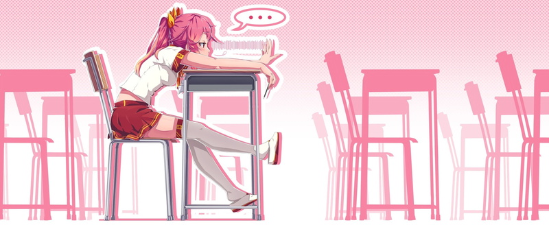 skirt, ribbons, twintails, dev, 2K, hair, long, seifuku, thighhighs, pink, original