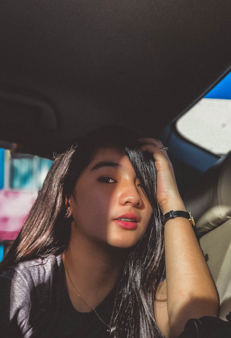 young women, hairstyle, #moodyart #urbanphotography #goldenhourphotography #portraitclassics #, vehicle interior, real people, davao city, casual clothing