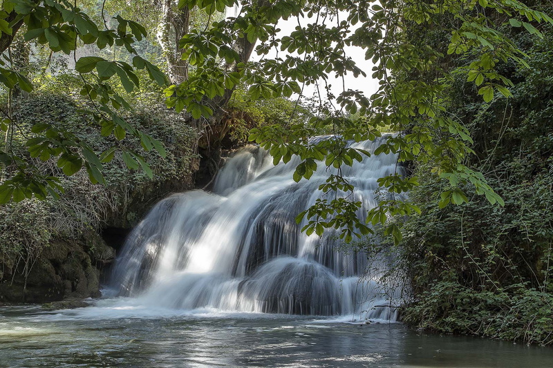 day, waterfall, environment, land, scenics - nature, stone, water, tree, 2K, landscape, no people, nature, motion, flowing water, green, movement, scenic