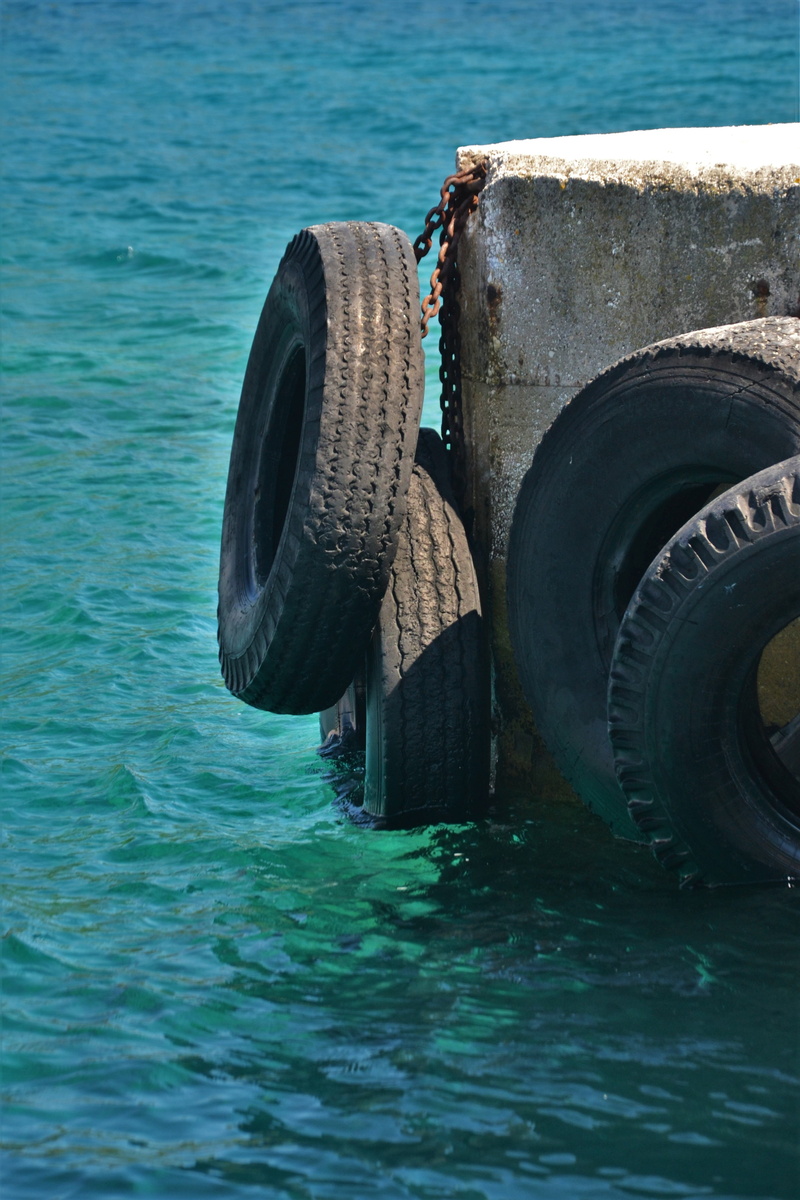 sea, metal, old, close-up, abandoned, security, pier, adriatic sea, water, transportation, outdoors, tire, recycling, retired, mode of transportation, auto tires