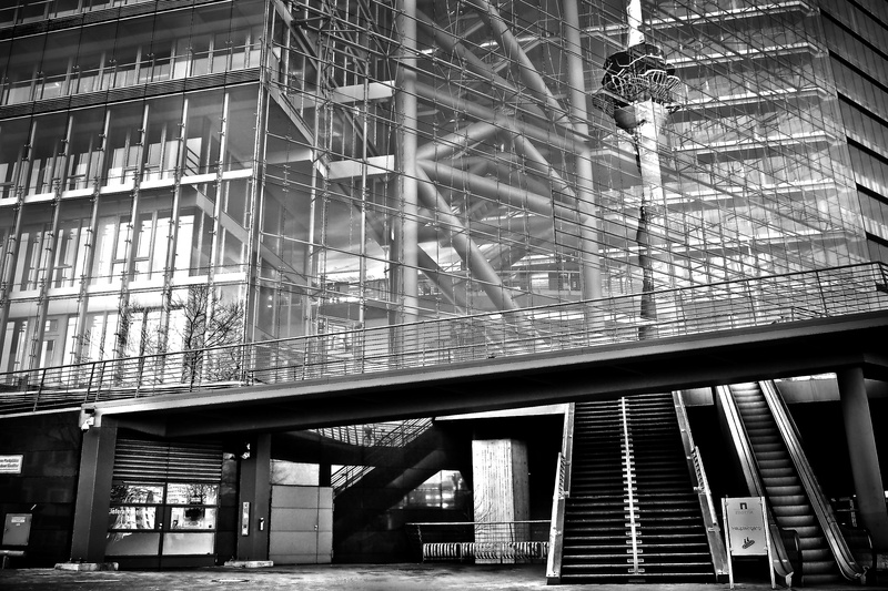 connection, bridge, black and white, Facades, modern, modern high rise building, window, office building exterior, glass - material, tourism, modern architecture