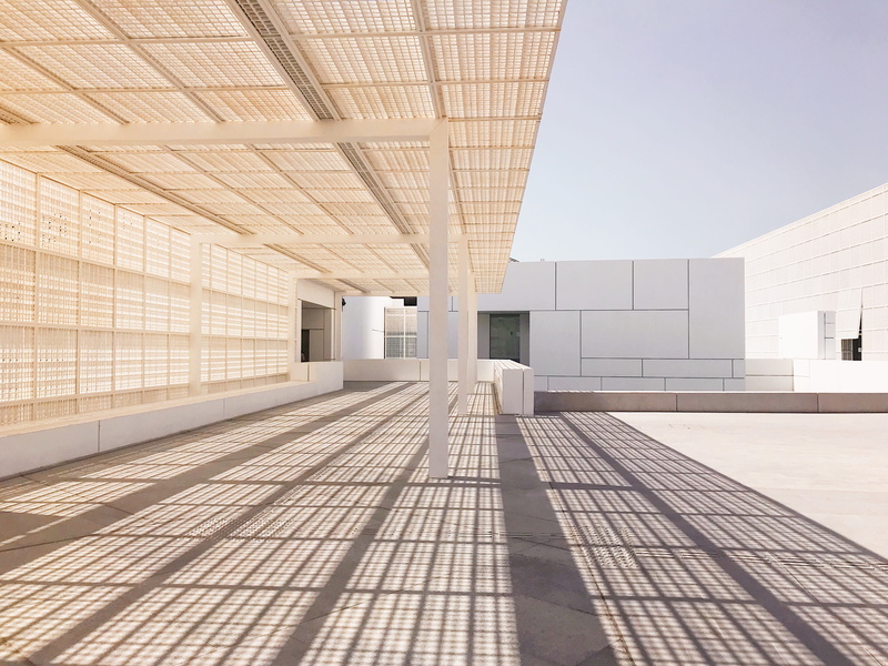glass - material, day, table, concrete, office building, ballroom, footpath, column, building, indoors, room, building exterior, corridor, empty, architectural column