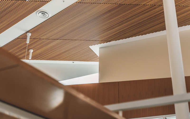 low angle view, lobby, absence, table, conference room, meeting room, pattern, lighting, wood, railing, building, modern, steps and staircases, room, 5K