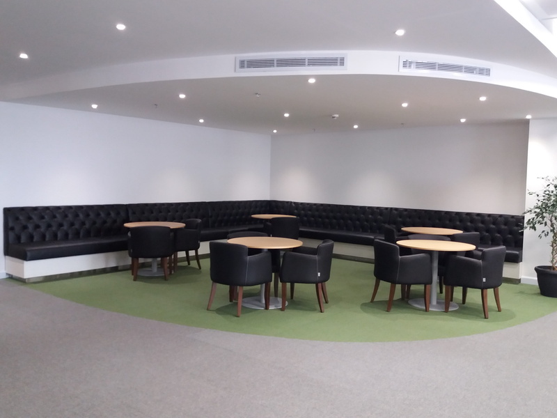 indoors, empty, sitting, 4K, cafeteria, architecture, flooring, office, workplace, seat, no people, university, in a row, table, furniture, room, absence