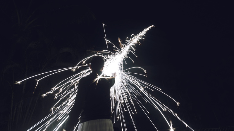 firework display, light, firework - man made object, nature, rocket, fire - natural phenomenon, event, firework, one person, long exposure, sparkler, low angle view