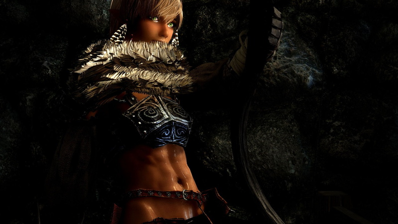 1080P, one person, body oil, beautiful woman, green eyes, adult, real people, dark, clothing, The Elder Scrolls V: Skyrim, hair, fashion, beauty, front view