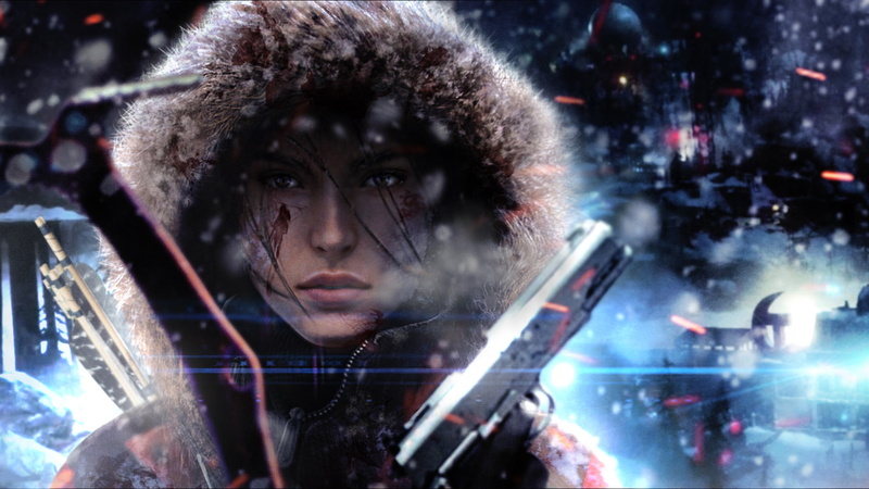 girl, the wind, cold, gun, face, winter, tomb raider, Rise of the Tomb Raider, lara croft, 1080P, hood