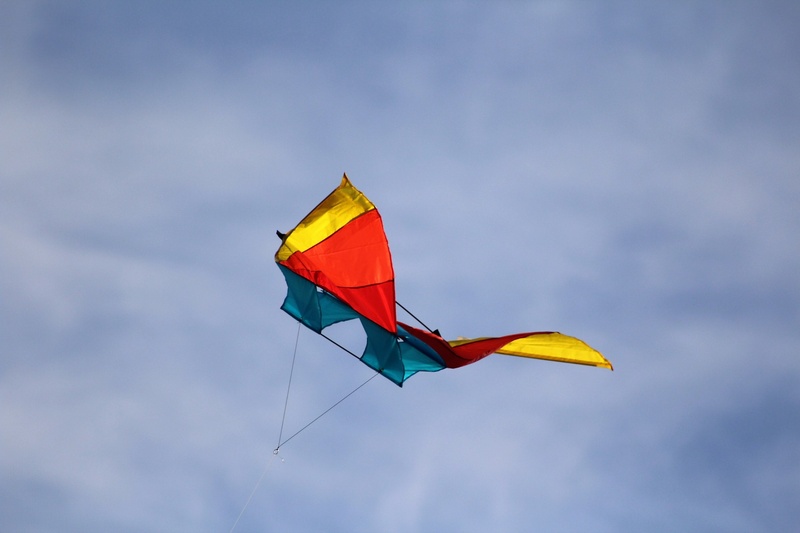 flag, low angle view, single object, mid-air, cord, flying, dragons, overcast, nature, leisure activity, dragon rising, multi colored, kites rise, no people