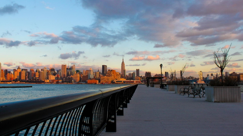 nature and landscapes, 1080P, clouds, river, city, riverside, walk, nyc, jersey