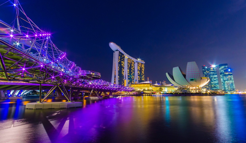 marina, marina bay, bridge - man made structure, amusement park, built structure, outdoors, night, nightlife, singapore, building, no people, night short