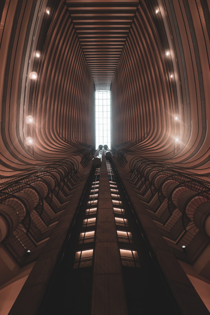 diminishing Perspective, modern, vanishing Point, indoors, moody photography, symmerty, dark, lighted, transportation, illuminated, futuristic, empty, light - Natural Phenomenon