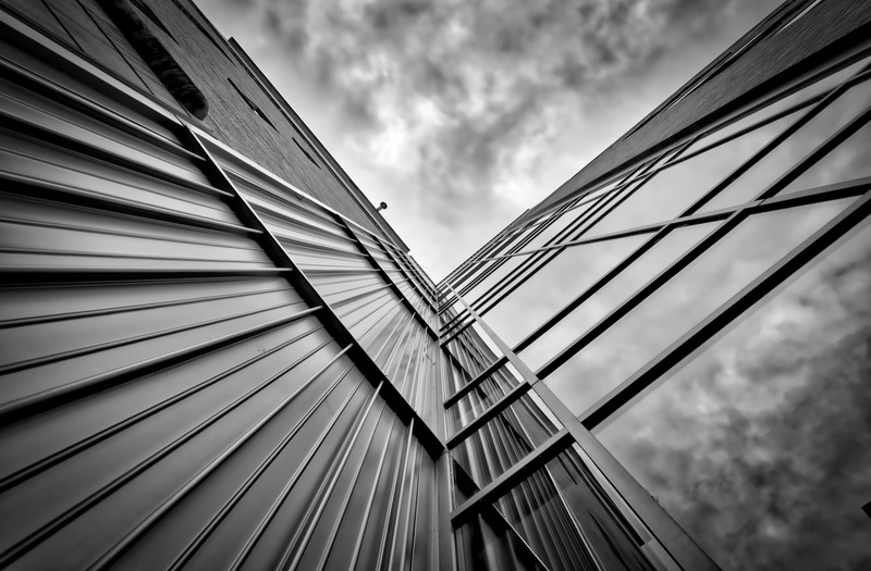 UT, vanishing Point, Architecture, construction Industry, Austin TX, Glass, Brick, sky, Reflection, built Structure, sony  a7r, Black  White, Steel, black And White